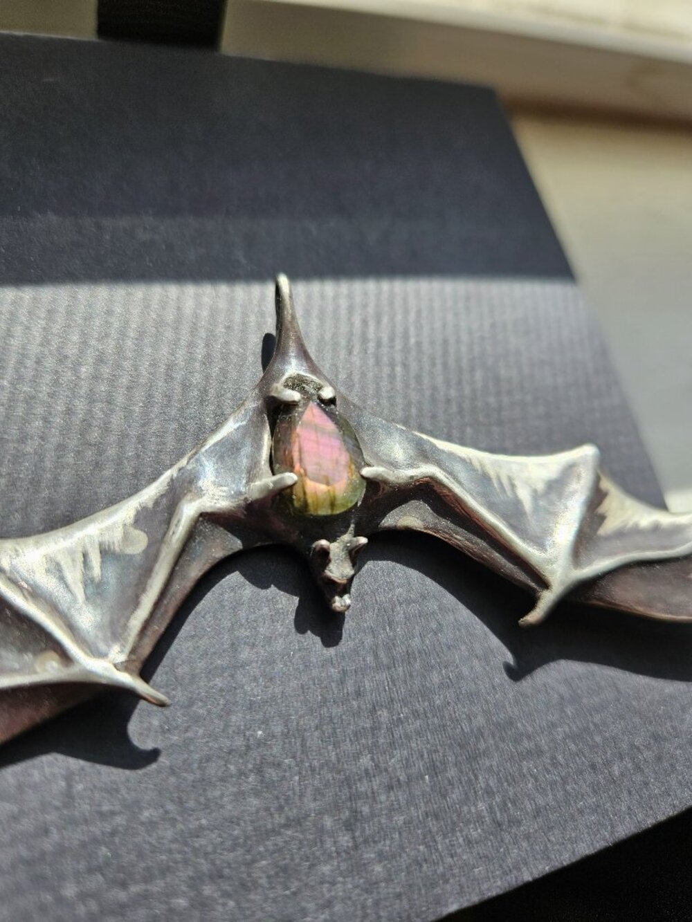 Bat Necklace with Purple labradorite